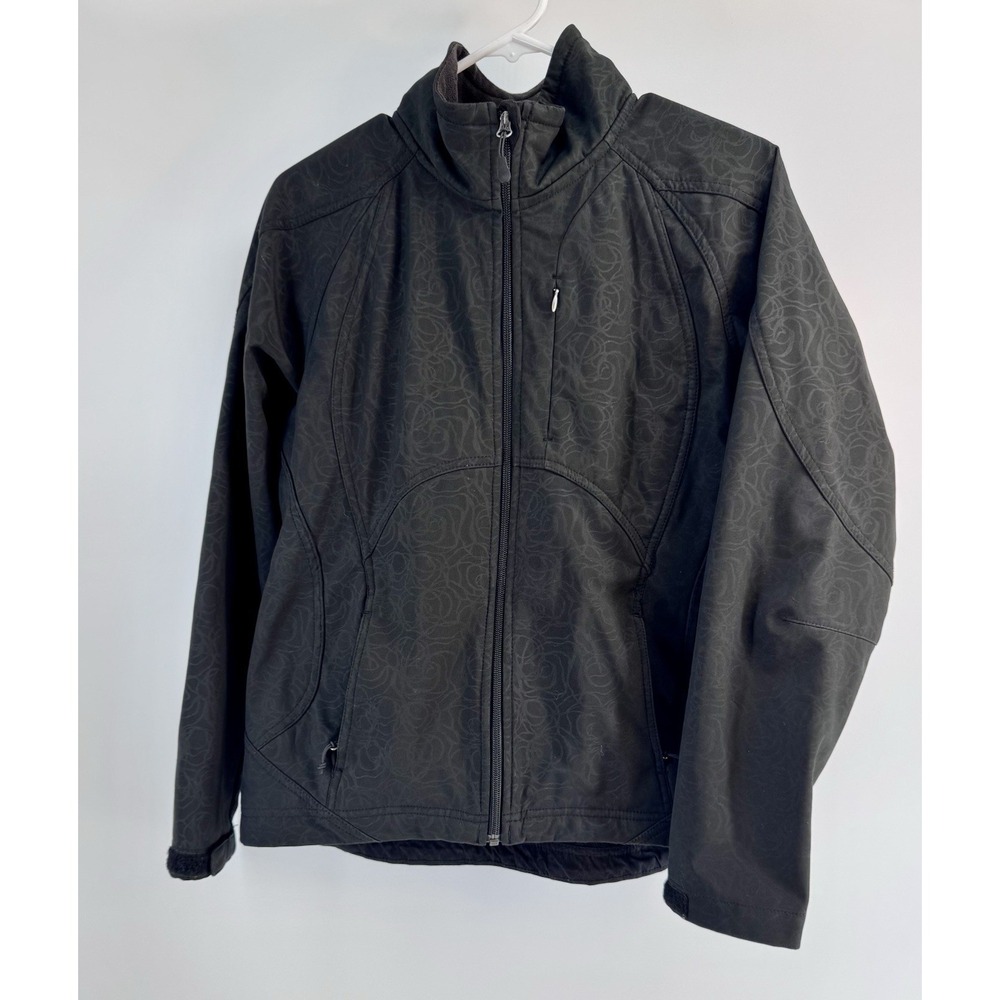 EUC Double Diamond Women's Black Softshell Jacket S Windproof Water Resist Zip - Picture 2 of 16